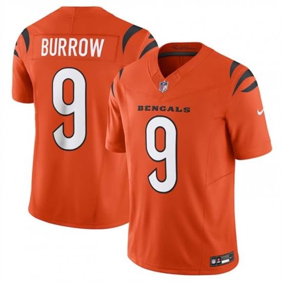 Men Cincinnati Bengals 9 Joe Burrow Orange 2023 F U S E  Vapor Untouchable Limited Stitched Jersey