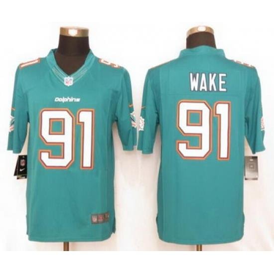 Nike Dolphins #91 Cameron Wake Aqua Green Team Color Men Stitched NFL Limited Jersey