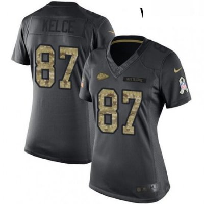 Womens Nike Kansas City Chiefs 87 Travis Kelce Limited Black 2016 Salute to Service NFL Jersey