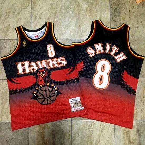 Hawks 8 Steve Smith Red 1996 97 Hardwood Classics Jersey