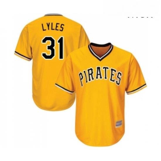 Mens Pittsburgh Pirates 31 Jordan Lyles Replica Gold Alternate Cool Base Baseball Jersey