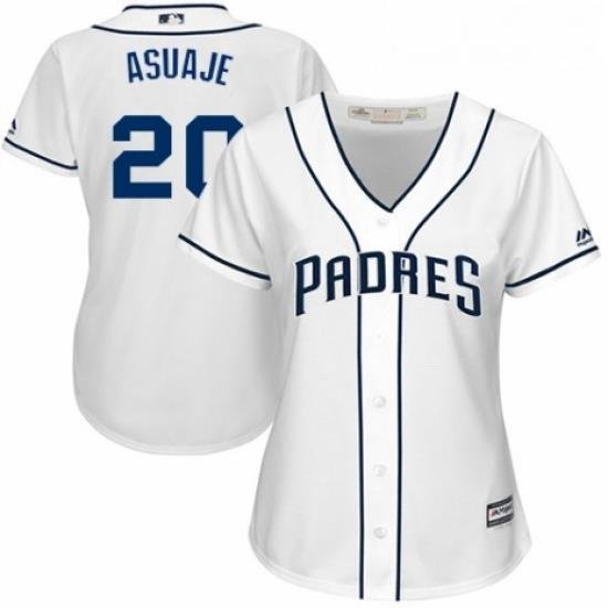 Womens Majestic San Diego Padres 20 Carlos Asuaje Authentic White Home Cool Base MLB Jersey