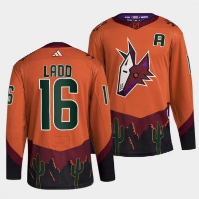 Men Arizona Coyotes 16 Andrew Ladd Orange 2022 23 Reverse Retro Stitched Jersey