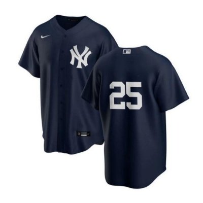 Men NeW York Yankees 25 Gleyber Torres Navy Cool Base Stitched Baseball Jersey