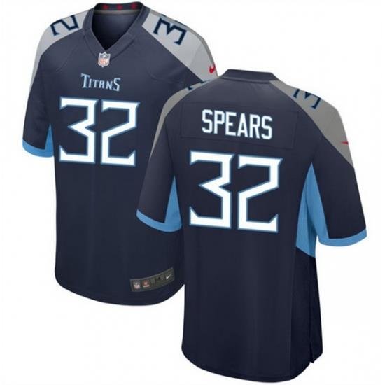 Men Tennessee Titans 32 Tyjae Spears Navy Stitched Game Football Jersey