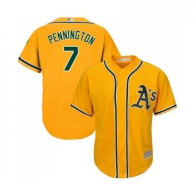 Youth Oakland Athletics 7 Cliff Pennington Replica Gold Alternate 2 Cool Base Baseball Jersey