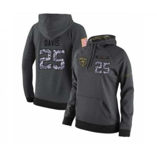 Football Womens Chicago Bears 25 Mike Davis Stitched Black Anthracite Salute to Service Player Performance Hoodie