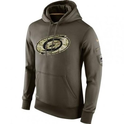 NHL Mens Carolina Hurricanes Nike Olive Salute To Service KO Performance Hoodie