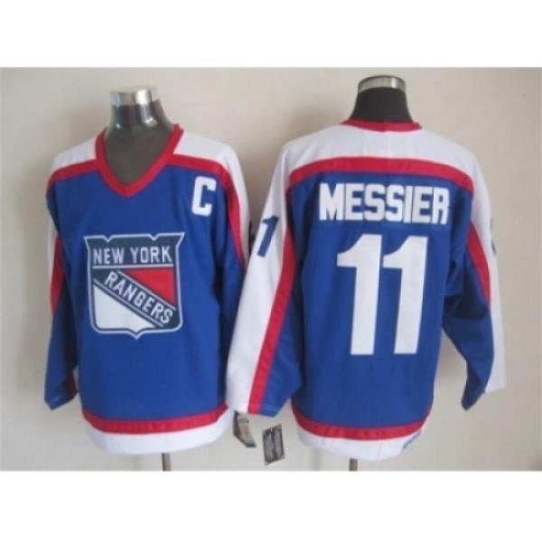 NHL New York Rangers #11 Mark Messier Blue CCM Throwback Jerseys