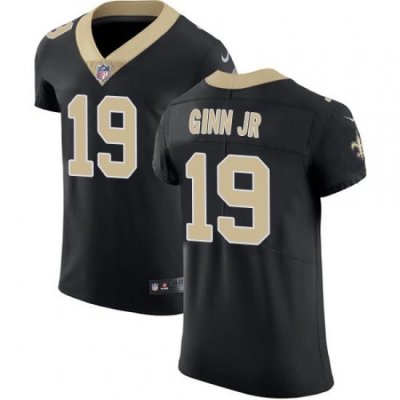 Nike Saints #19 Ted Ginn Jr Black Team Color Mens Stitched NFL Vapor Untouchable Elite Jersey