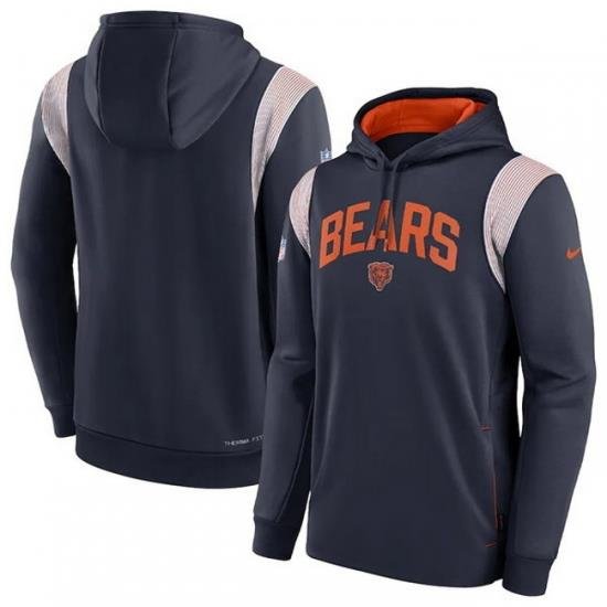 Men Chicago Bears Navy Sideline Stack Performance Pullover Hoodie 002