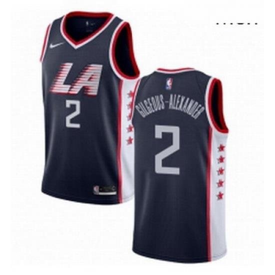 Mens Nike Los Angeles Clippers 2 Shai Gilgeous Alexander Swingman Navy Blue NBA Jersey City Edition