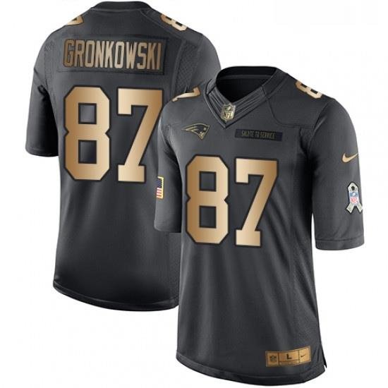 Mens Nike New England Patriots 87 Rob Gronkowski Limited BlackGold Salute to Service NFL Jersey