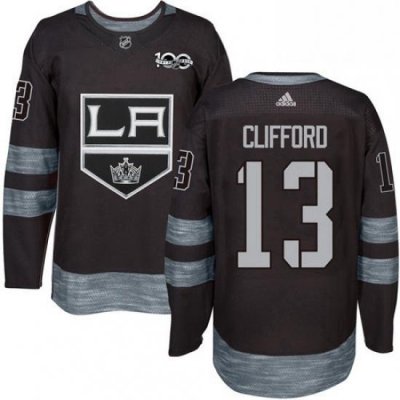 Mens Adidas Los Angeles Kings 13 Kyle Clifford Authentic Black 1917 2017 100th Anniversary NHL Jersey