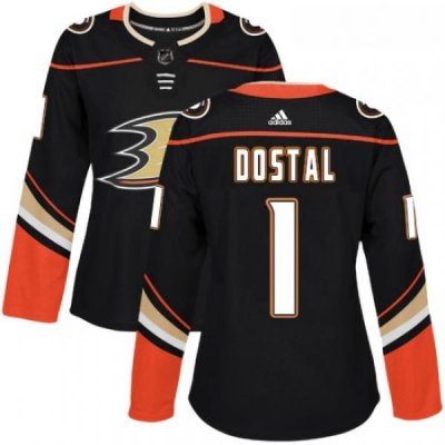 Womens Adidas Anaheim Ducks 1 Lukas Dostal Authentic Black Home NHL Jersey