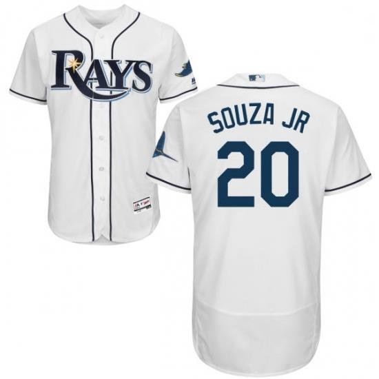 Mens Majestic Tampa Bay Rays 20 Steven Souza Home White Flexbase Authentic Collection MLB Jersey