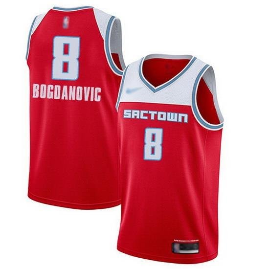 Kings  8 Bogdan Bogdanovic Red Basketball Swingman City Edition 2019 20 Jersey