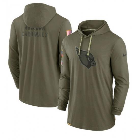 Men Arizona Cardinals 2022 Olive Salute To Service Tonal Pullover Hoodie