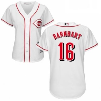 Womens Majestic Cincinnati Reds 16 Tucker Barnhart Authentic White Home Cool Base MLB Jersey