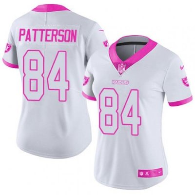 Nike Raiders #84 Cordarrelle Patterson White Pink Womens Stitched NFL Limited Rush Fashion Jersey