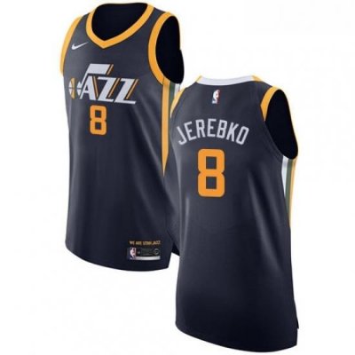 Womens Nike Utah Jazz 8 Jonas Jerebko Authentic Navy Blue Road NBA Jersey Icon Edition