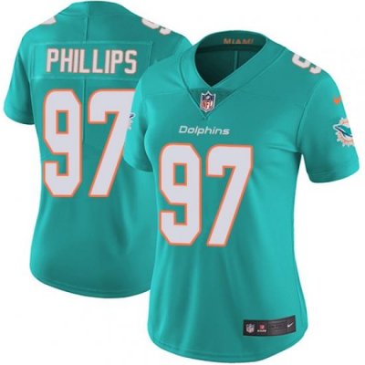 Nike Dolphins #97 Jordan Phillips Aqua Green Team Color Womens Stitched NFL Vapor Untouchable Limited Jersey