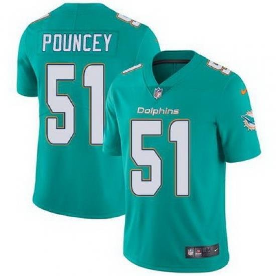 Nike Dolphins #51 Mike Pouncey Aqua Green Team Color Youth Stitched NFL Vapor Untouchable Limited Jersey