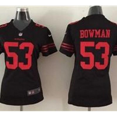 Women Nike 49ers #53 Navorro Bowmen Black Alternate Stitched NFL Elite Jersey