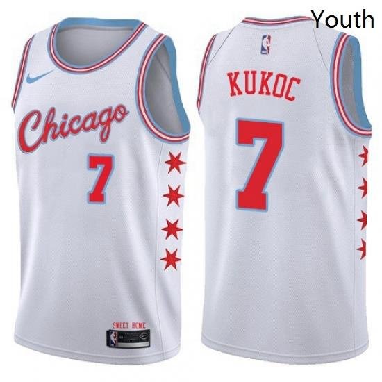 Youth Nike Chicago Bulls 7 Toni Kukoc Swingman White NBA Jersey City Edition