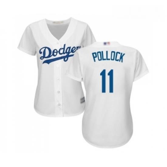 Womens Los Angeles Dodgers 11 A J Pollock Authentic White Home Cool Base Baseball Jersey