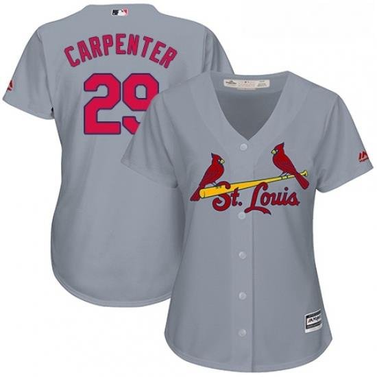 Womens Majestic St Louis Cardinals 29 Chris Carpenter Authentic Grey Road Cool Base MLB Jersey