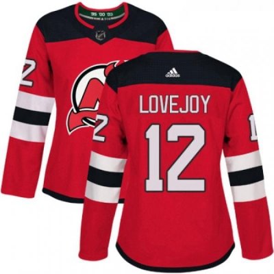 Womens Adidas New Jersey Devils 12 Ben Lovejoy Authentic Red Home NHL Jersey