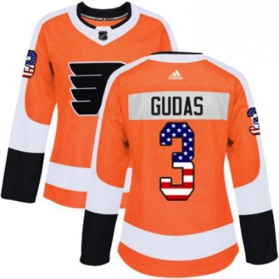 Womens Adidas Philadelphia Flyers 3 Radko Gudas Authentic Orange USA Flag Fashion NHL Jersey