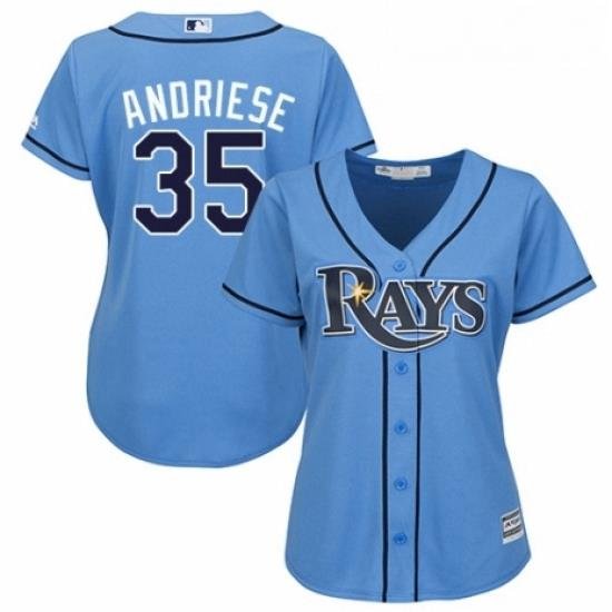 Womens Majestic Tampa Bay Rays 35 Matt Andriese Authentic Light Blue Alternate 2 Cool Base MLB Jersey