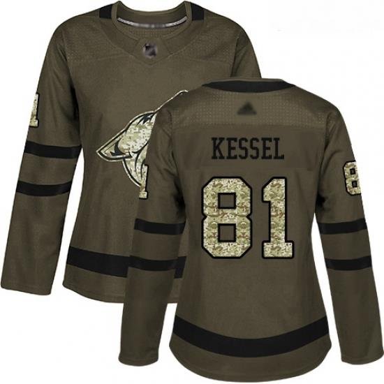 Coyotes #81 Phil Kessel Green Salute to Service Women Stitched Hockey Jersey