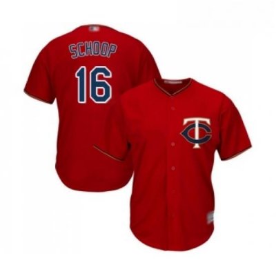 Youth Minnesota Twins 16 Jonathan Schoop Replica Scarlet Alternate Cool Base Baseball Jersey