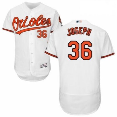 Mens Majestic Baltimore Orioles 36 Caleb Joseph White Home Flex Base Authentic Collection MLB Jersey