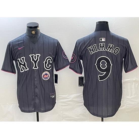 Men NeW York Mets 9 Brandon Nimmo Graphite 2024 City Connect Limited Stitched Baseball Jersey X