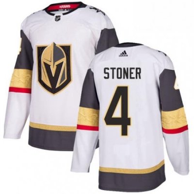 Mens Adidas Vegas Golden Knights 4 Clayton Stoner Authentic White Away NHL Jersey