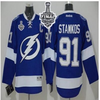 Tampa Bay Lightning #91 Steven Stamkos Blue 2015 Stanley Cup Stitched NHL Jersey