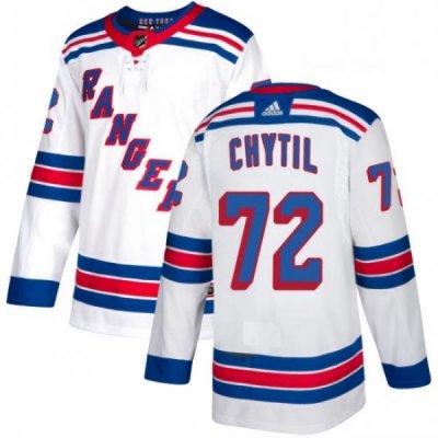 Mens Adidas New York Rangers 72 Filip Chytil Authentic White Away NHL Jersey