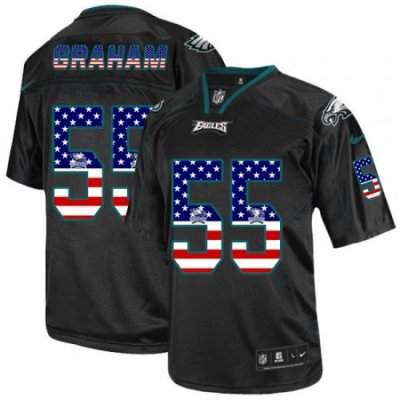 Nike Eagles #55 Brandon Graham Black Mens Stitched NFL Elite USA Flag Fashion Jersey