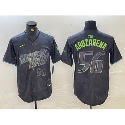 Men Tampa Bay Rays 56 Randy Arozarena Charcoal 2024 City Connect Limited Stitched Baseball Jersey 8