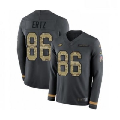 Youth Nike Philadelphia Eagles 86 Zach Ertz Limited Black Salute to Service Therma Long Sleeve NFL Jersey