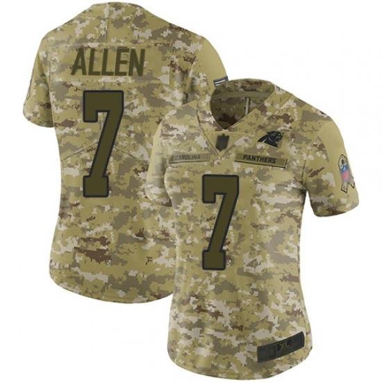 Women Panthers 7 Kyle Allen Camo Stitched Football Limited 2018 Salute to Service Jersey