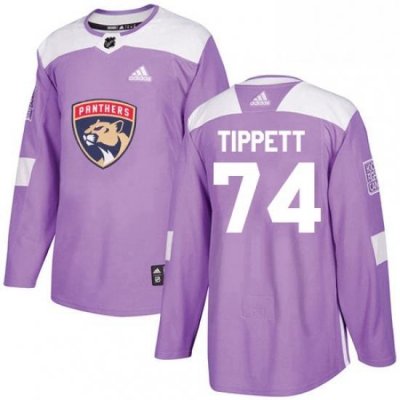 Mens Adidas Florida Panthers 74 Owen Tippett Authentic Purple Fights Cancer Practice NHL Jersey