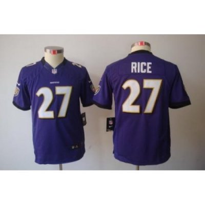 Nike Youth Baltimore Ravens #27 Rice Purple Color[Youth Limited Jerseys]