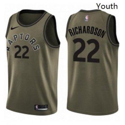 Youth Nike Toronto Raptors 22 Malachi Richardson Swingman Green Salute to Service NBA Jersey