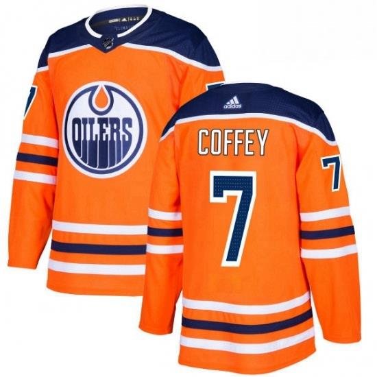 Mens Adidas Edmonton Oilers 7 Paul Coffey Authentic Orange Home NHL Jersey