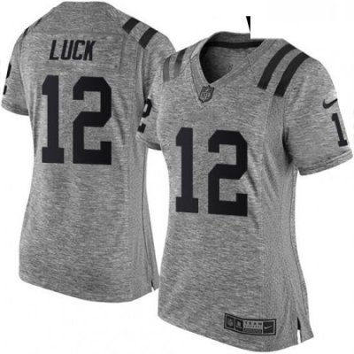 Womens Nike Indianapolis Colts 12 Andrew Luck Limited Gray Gridiron NFL Jersey